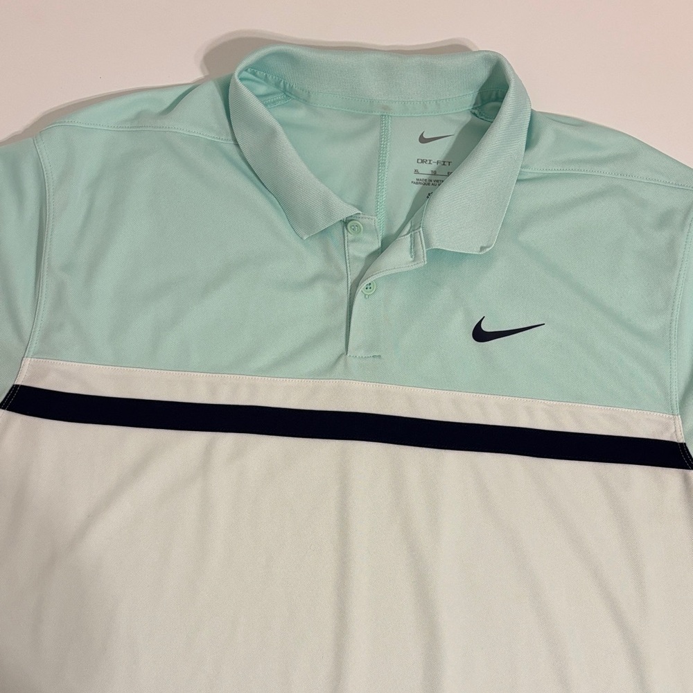 Nike Men's Light Green Polo with Black Stripe